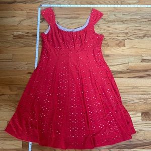 Flirty, girly, wide red lace overlay, babydoll dress